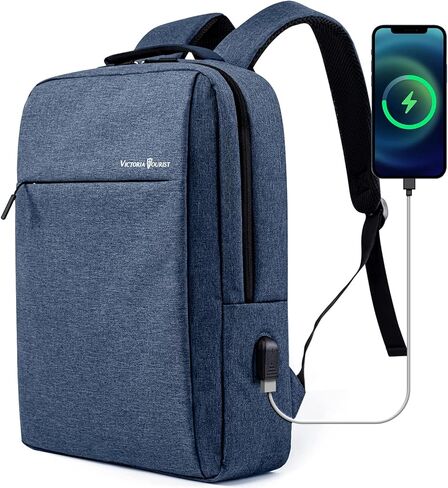 Laptop Backpack, Business Slim Durable 17 Inch Laptops Travel Backpacks with USB Charging Port, Backpacks Bookbag Computer Work Bag Gifts for Men Women Fits Notebook (Blue) in Saudi Arabia