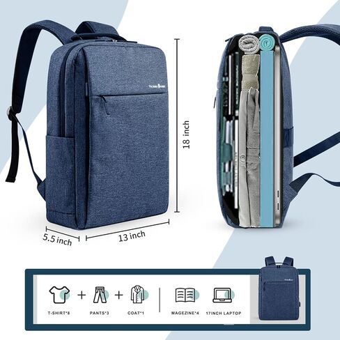 Laptop Backpack, Business Slim Durable 17 Inch Laptops Travel Backpacks with USB Charging Port, Backpacks Bookbag Computer Work Bag Gifts for Men Women Fits Notebook (Blue) in Saudi Arabia