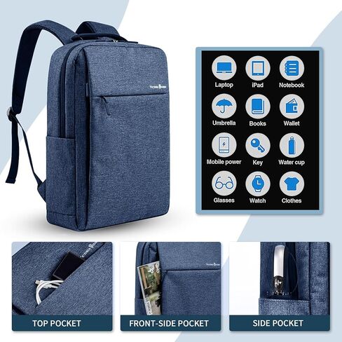 Laptop Backpack, Business Slim Durable 17 Inch Laptops Travel Backpacks with USB Charging Port, Backpacks Bookbag Computer Work Bag Gifts for Men Women Fits Notebook (Blue) in Saudi Arabia