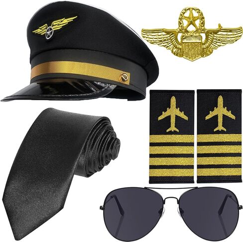 Airline Pilot Captain Costume Kit Pilot Dress up Accessory Set with Aviator Sunglasses in Saudi Arabia