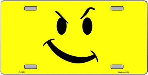 Defiant Smiley Novelty Metal License Plate Tag LP-1301 in Kuwait