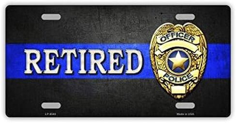 License Plate, Metal Vanity Tag, Retired Police Officer, Law Enforcement, 12" x 6" in Kuwait