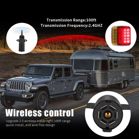 Teguangmei Magnetic Trailer Lights LED Kit, 12-24V 24.6ft Cable Magnetic Tail Light LED Towing Lights Kit for Trailer Truck Boat RV Pickup Towing Camper Caravan in Saudi Arabia