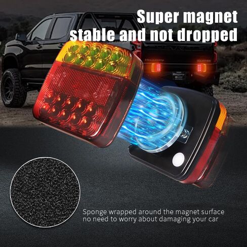 Teguangmei Magnetic Trailer Lights LED Kit, 12-24V 24.6ft Cable Magnetic Tail Light LED Towing Lights Kit for Trailer Truck Boat RV Pickup Towing Camper Caravan in Saudi Arabia