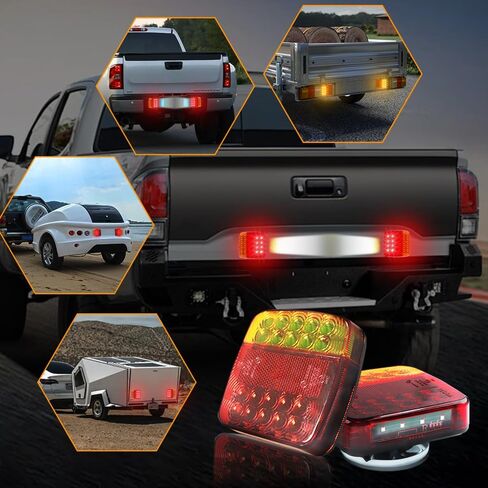 Teguangmei Magnetic Trailer Lights LED Kit, 12-24V 24.6ft Cable Magnetic Tail Light LED Towing Lights Kit for Trailer Truck Boat RV Pickup Towing Camper Caravan in Saudi Arabia
