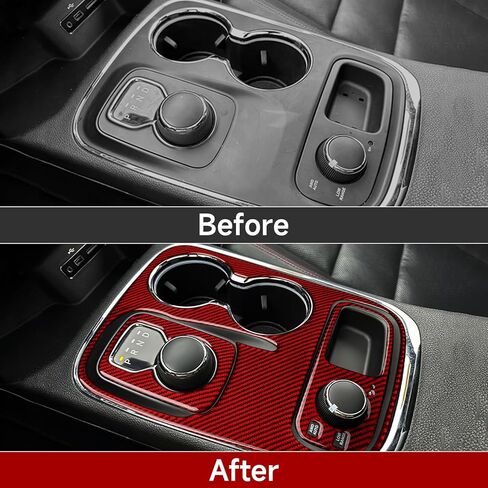 Car Gear Shift Panel Decals for 2014-2017 Dodge Durango Accessories Carbon Fiber Interior Stickers, Knob Style in Saudi Arabia