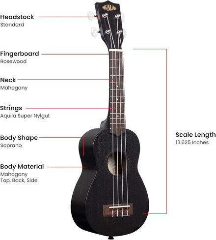 Kala Brand Music Co., 4-String Ukulele, Black (KA-15S-BLK) in Saudi Arabia