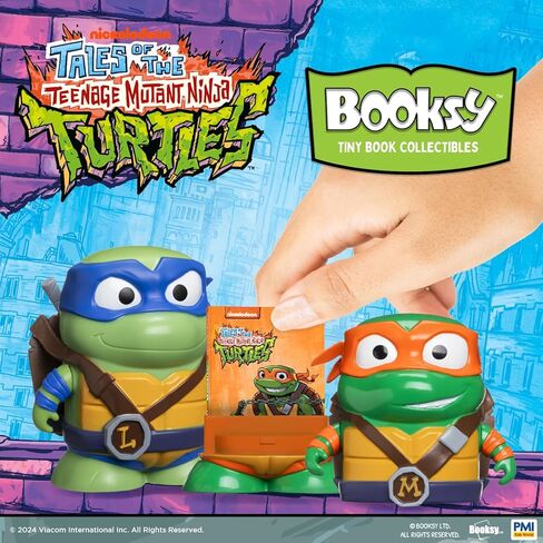 مجموعة من 4 شخصيات مجسمة من سلاحف النينجا المراهقون المتحولون مع كتب قصص مخفية - ألعاب TMNT للأولاد والبنات من عمر 3 إلى 8 سنوات، مرخصة رسميًا، تشمل ليوناردو ورافاييل ومايكل أنجلو ودوناتيلو in Kuwait