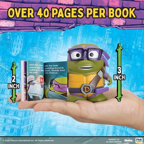 مجموعة من 4 شخصيات مجسمة من سلاحف النينجا المراهقون المتحولون مع كتب قصص مخفية - ألعاب TMNT للأولاد والبنات من عمر 3 إلى 8 سنوات، مرخصة رسميًا، تشمل ليوناردو ورافاييل ومايكل أنجلو ودوناتيلو in Kuwait