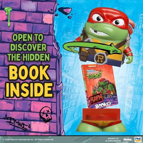 مجموعة من 4 شخصيات مجسمة من سلاحف النينجا المراهقون المتحولون مع كتب قصص مخفية - ألعاب TMNT للأولاد والبنات من عمر 3 إلى 8 سنوات، مرخصة رسميًا، تشمل ليوناردو ورافاييل ومايكل أنجلو ودوناتيلو in Kuwait