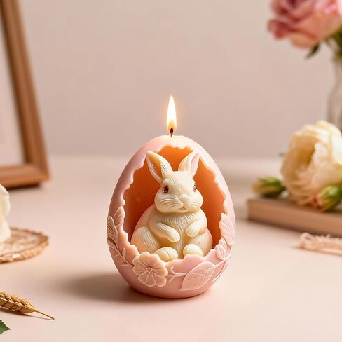 Rabbit Egg Candle Mold, Cute Easter Bunny Silicone Molds for Candle Making Aromatherapy & Handmade Wax Soap, Epoxy Resin Casting Molds for DIY Resin Craft, Perfect for Easter Home Decor in Saudi Arabia