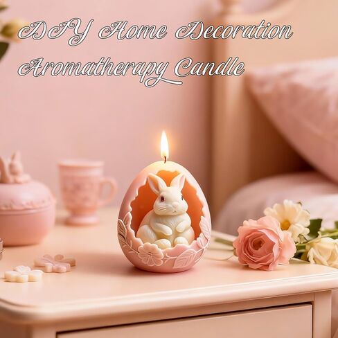 Rabbit Egg Candle Mold, Cute Easter Bunny Silicone Molds for Candle Making Aromatherapy & Handmade Wax Soap, Epoxy Resin Casting Molds for DIY Resin Craft, Perfect for Easter Home Decor in Saudi Arabia