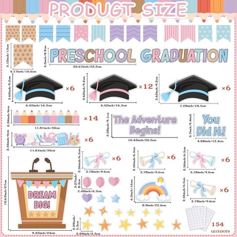 Graduation Bulletin Board Decorations Set, Preschool Classroom Decor with Grad Cap Cutouts, DIY Photo Display End of Year Memory Board for Hallway Wall Door Blackboard in Saudi Arabia
