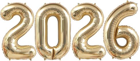 Champagne Gold 2026 Balloons, 40 Inch 2026 Number Balloon Foil New Year Balloon Numbers for New Years Eve Party Graduation Party Decoration in Saudi Arabia