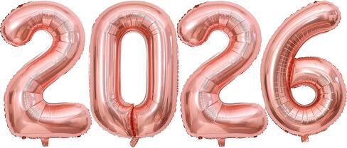 Champagne Gold 2026 Balloons, 40 Inch 2026 Number Balloon Foil New Year Balloon Numbers for New Years Eve Party Graduation Party Decoration in Saudi Arabia
