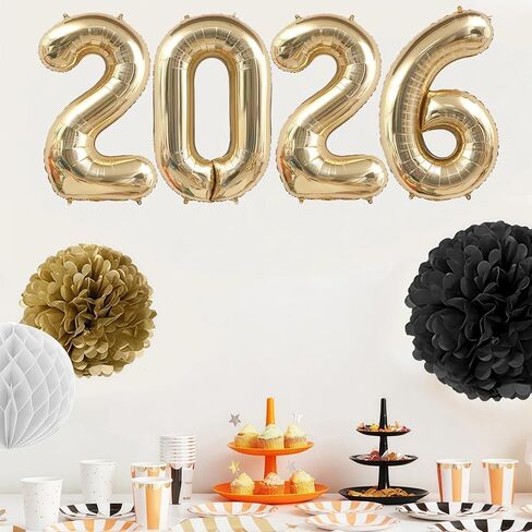 Champagne Gold 2026 Balloons, 40 Inch 2026 Number Balloon Foil New Year Balloon Numbers for New Years Eve Party Graduation Party Decoration in Saudi Arabia