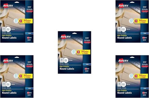 Avery White Round Labels with Sure Feed, 1.5" Diameter, 400 Labels - Make Custom Stickers (8293)- 5 Pack in Kuwait