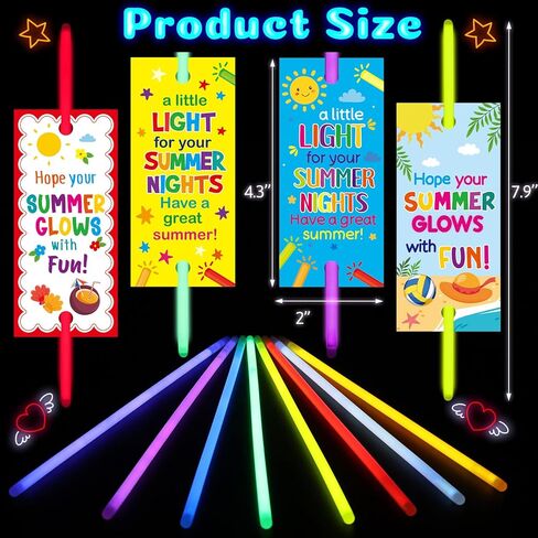 ceiba tree 32Pcs End of Year Students Gifts from Teacher Glow Sticks with Colorful Cards Have a Great Summer Graduation Gifts to Students School Classroom Party Supplies in Kuwait