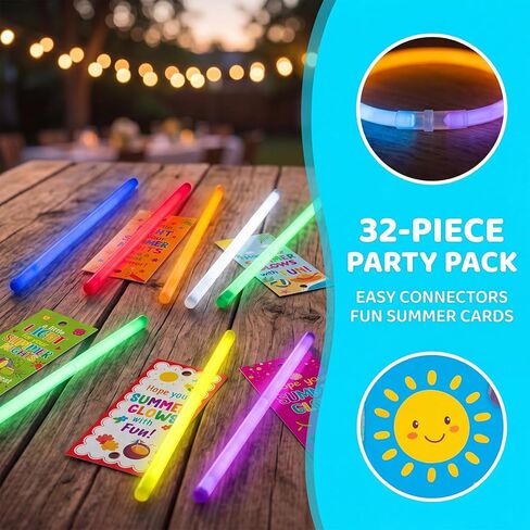 ceiba tree 32Pcs End of Year Students Gifts from Teacher Glow Sticks with Colorful Cards Have a Great Summer Graduation Gifts to Students School Classroom Party Supplies in Kuwait