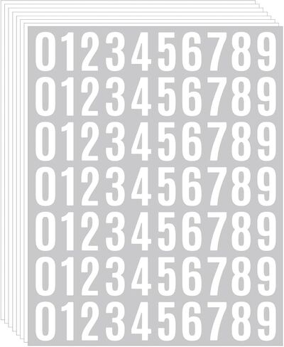 560 Pcs 1 Inch Number Stickers,8 Sheets 0-9 Self-Adhesive Vinyl Waterproof Number Labels for Office,Classroom,Mailbox,Scrapbooking,Storage Boxes (White, 1 Inch) in Saudi Arabia