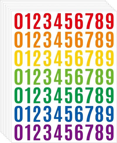 560 Pcs 1 Inch Number Stickers,8 Sheets 0-9 Self-Adhesive Vinyl Waterproof Number Labels for Office,Classroom,Mailbox,Scrapbooking,Storage Boxes (White, 1 Inch) in Saudi Arabia