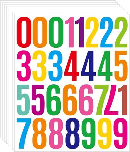 560 Pcs 1 Inch Number Stickers,8 Sheets 0-9 Self-Adhesive Vinyl Waterproof Number Labels for Office,Classroom,Mailbox,Scrapbooking,Storage Boxes (White, 1 Inch) in Saudi Arabia