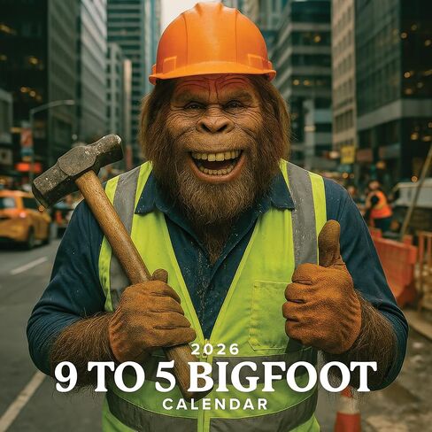 Off The Grid Calendars - 2026 9 to 5 Bigfoot | 12" x 12" | Wall Calendar - Funny White Elephant Gift in Saudi Arabia