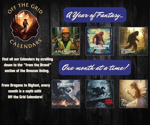 Off The Grid Calendars - 2026 9 to 5 Bigfoot | 12" x 12" | Wall Calendar - Funny White Elephant Gift in Saudi Arabia