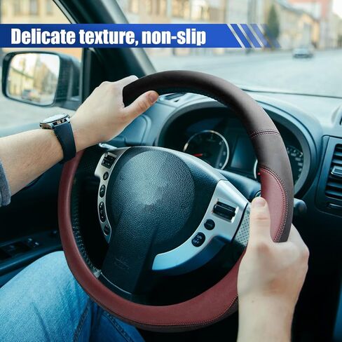 14.5"-15" Car Steering Wheel Cover, Anti-Slip Breathable Microfiber Leather Car Wheel Protector, Universal Auto Interior Heat Resistant UV Protection Accessory for Sedan SUV (Burgundy-15) in Kuwait