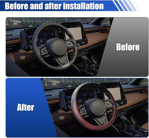 14.5"-15" Car Steering Wheel Cover, Anti-Slip Breathable Microfiber Leather Car Wheel Protector, Universal Auto Interior Heat Resistant UV Protection Accessory for Sedan SUV (Burgundy-15) in Kuwait
