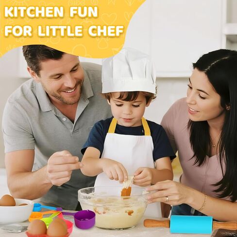 32 pcs Kids Cooking&Kids Baking Sets，for Real Cooking Baking，Montessori Kitchen Tools for Toddlers，with Chef's hat and Apron, A Role-Playing Gift for Boys and Girls Aged 3+ Years Old in Saudi Arabia
