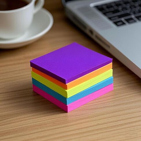 ملاحظات لاصقة، 3 × 3 بوصة، 5 وسادات ملاحظات ذاتية اللصق، سهلة النشر للمكتب والمنزل، 50 ورقة/وسادة، Mix1 in Kuwait