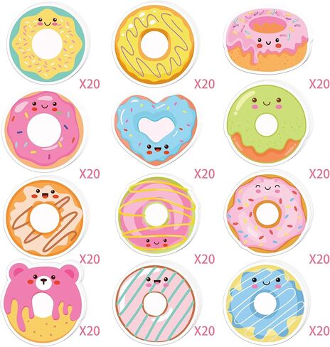 240 Pages Donut Sticky Notes Set - 12 Donut Designs Self-Sticky Notepads with Cute and Colorful Donuts Designs for Writing Memos, Reminders, and Notes, Donuts Party Favors, Holiday Appreciation Gifts in Kuwait