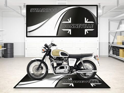 MPM Motorcycle Mat for Bonneville Models Washable Non-Slip Oil & Water Resistant Parking Pitmat for Garage, Showroom, Workshop Use | Size 2: 102 x 47/260 x 120 cm in Saudi Arabia