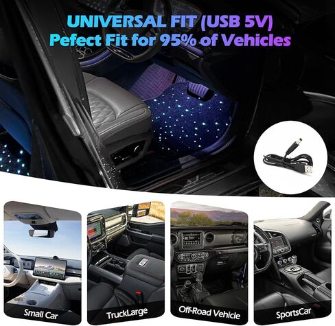 Starlight LED Car Floor Mats, Multi-Color Changing Illuminated Carpet, Button & App Control, 5V USB Powered, Waterproof & Washable, Non-Slip, All-Weather, Universal Fit for Cars, SUVs, Trucks in Saudi Arabia