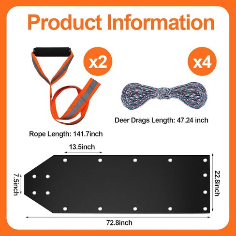 2 Pcs Deer Drag Sleds Heavy Duty Deer Sled Game Hauler Multi-Purpose Utility for Hauling Deer Hunting, Fire Wood, Ice Fishing and Camping Hunting Gear, with Pull Rope and Storage Bag, Easy to Carry in Saudi Arabia