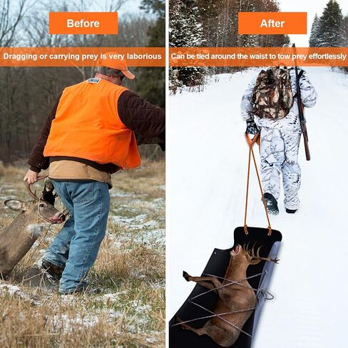 2 Pcs Deer Drag Sleds Heavy Duty Deer Sled Game Hauler Multi-Purpose Utility for Hauling Deer Hunting, Fire Wood, Ice Fishing and Camping Hunting Gear, with Pull Rope and Storage Bag, Easy to Carry in Saudi Arabia