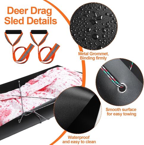 2 Pcs Deer Drag Sleds Heavy Duty Deer Sled Game Hauler Multi-Purpose Utility for Hauling Deer Hunting, Fire Wood, Ice Fishing and Camping Hunting Gear, with Pull Rope and Storage Bag, Easy to Carry in Saudi Arabia