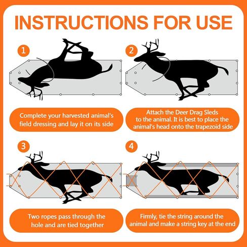 2 Pcs Deer Drag Sleds Heavy Duty Deer Sled Game Hauler Multi-Purpose Utility for Hauling Deer Hunting, Fire Wood, Ice Fishing and Camping Hunting Gear, with Pull Rope and Storage Bag, Easy to Carry in Saudi Arabia