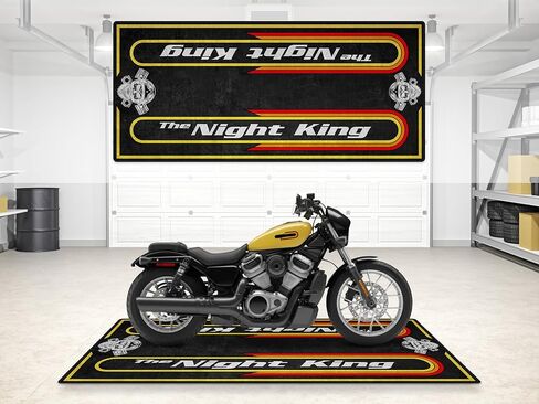 Garage Mat The Night King Design for Cruiser and Custom Motorcycles Display and Pit Mat, Washable Non-Slip Garage and Showroom Floor Carpet (Industrial Yellow, Size2:102x47/260x120cm) in Saudi Arabia