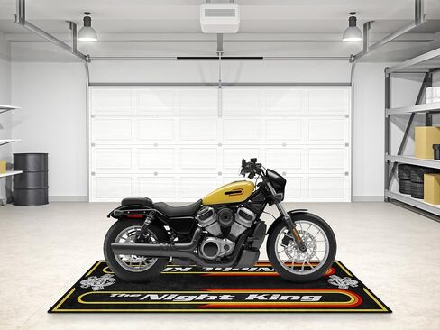 Garage Mat The Night King Design for Cruiser and Custom Motorcycles Display and Pit Mat, Washable Non-Slip Garage and Showroom Floor Carpet (Industrial Yellow, Size2:102x47/260x120cm) in Saudi Arabia