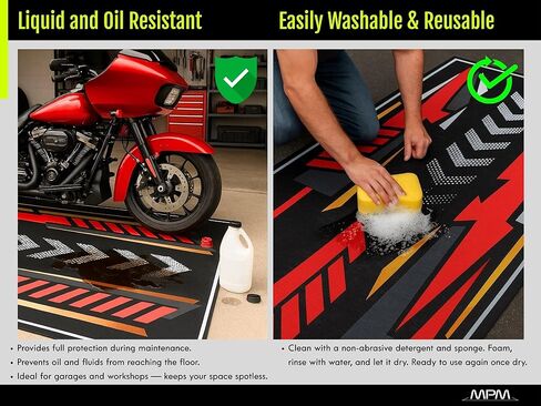 Garage Mat The Night King Design for Cruiser and Custom Motorcycles Display and Pit Mat, Washable Non-Slip Garage and Showroom Floor Carpet (Industrial Yellow, Size2:102x47/260x120cm) in Saudi Arabia