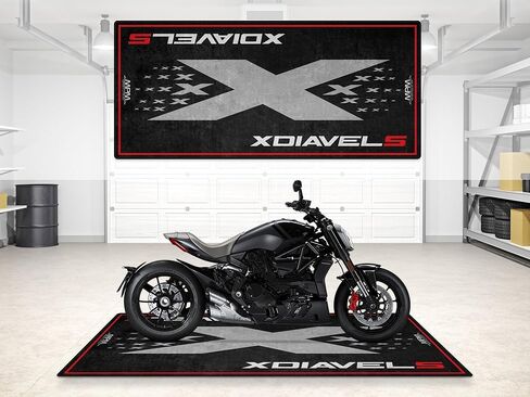 Parking Mat for XDiavel S Motorcycle Models, Display and Pit Mat, Washable Non-Slip Garage and Showroom Floor Mat, Rug (Size 2: 102 x 47/260 x 120 cm) in Saudi Arabia