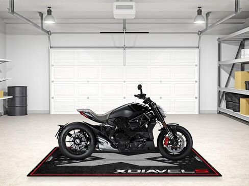 Parking Mat for XDiavel S Motorcycle Models, Display and Pit Mat, Washable Non-Slip Garage and Showroom Floor Mat, Rug (Size 2: 102 x 47/260 x 120 cm) in Saudi Arabia