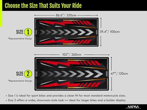 Parking Mat for XDiavel S Motorcycle Models, Display and Pit Mat, Washable Non-Slip Garage and Showroom Floor Mat, Rug (Size 2: 102 x 47/260 x 120 cm) in Saudi Arabia