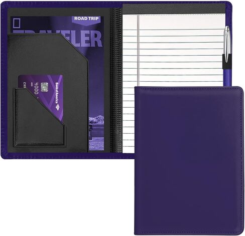 Junior Padfolio Folder - A5 Portfolio Binder Case with 5 x 8 Writing Pad and Interior Storage Pocket Executive Business Organizer for Men Women, Black in Kuwait
