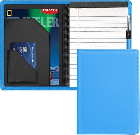 Junior Padfolio Folder - A5 Portfolio Binder Case with 5 x 8 Writing Pad and Interior Storage Pocket Executive Business Organizer for Men Women, Black in Kuwait