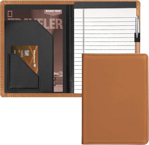 Junior Padfolio Folder - A5 Portfolio Binder Case with 5 x 8 Writing Pad and Interior Storage Pocket Executive Business Organizer for Men Women, Black in Kuwait
