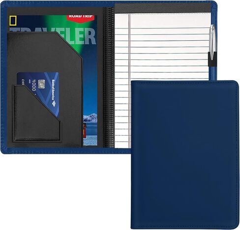 Junior Padfolio Folder - A5 Portfolio Binder Case with 5 x 8 Writing Pad and Interior Storage Pocket Executive Business Organizer for Men Women, Black in Kuwait