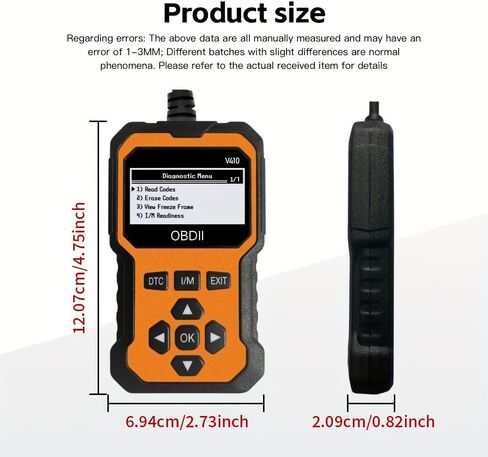 OBD2 Scanner V410 Car Diagnostic Tool – Auto Code Reader for All Vehicles, Engine Fault Code Reader Scan Tool with Live Data/Freeze Frame & Fix Suggestions Orange and Black in Saudi Arabia